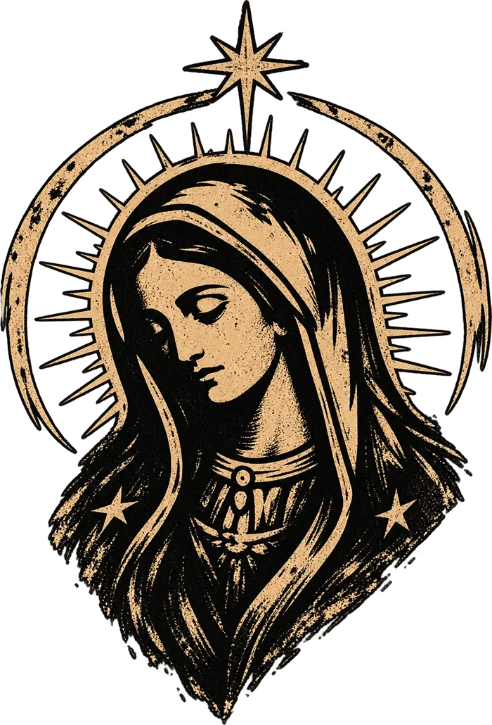 Ilustración de la Virgen, símbolo de Santa Brasa
